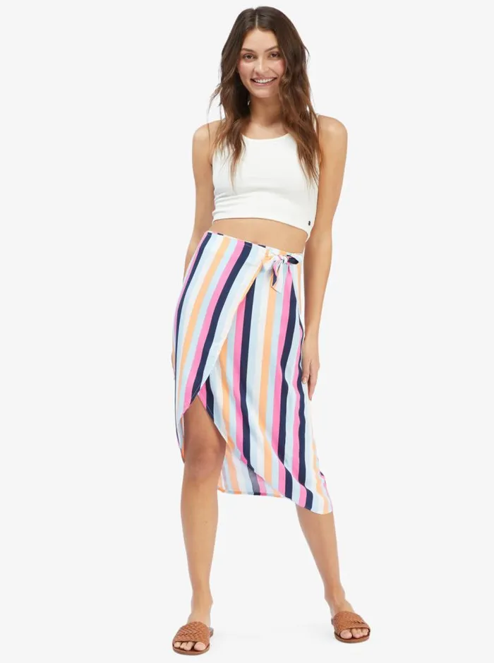 Roxy Skirts Destiny Waits Midi Wrap Skirt Cool Blue Throwback Stripe 8211 Women Roxy Skirts Destiny Waits Midi Wrap Skirt Cool Blue Throwback Stripe 8211 Women