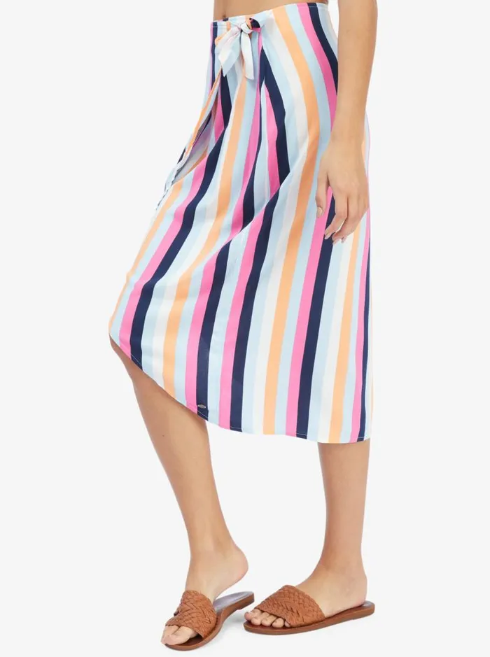 Roxy Skirts Destiny Waits Midi Wrap Skirt Cool Blue Throwback Stripe 8211 Women Roxy Skirts Destiny Waits Midi Wrap Skirt Cool Blue Throwback Stripe 8211 Women