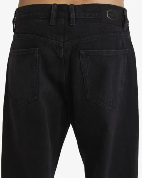 Rvca Americana Dayshift Relaxed Fit Jeans Black Rinse Men Denim