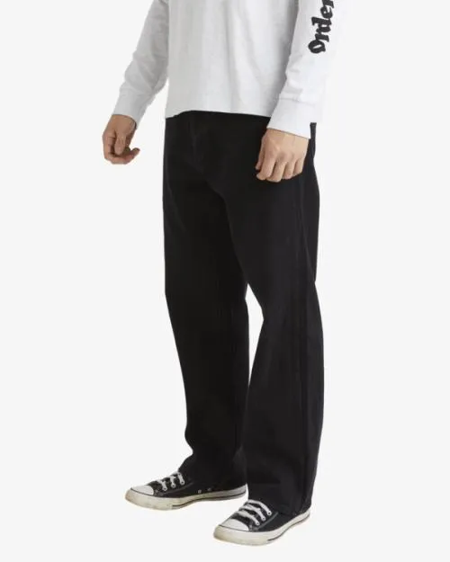 Rvca Americana Dayshift Relaxed Fit Jeans Black Rinse Men Denim