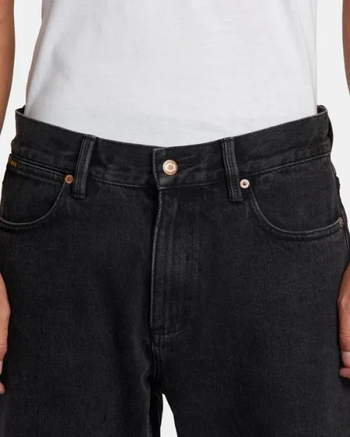 Rvca Americana Dayshift Relaxed Fit Jeans Black Rinse Men Denim