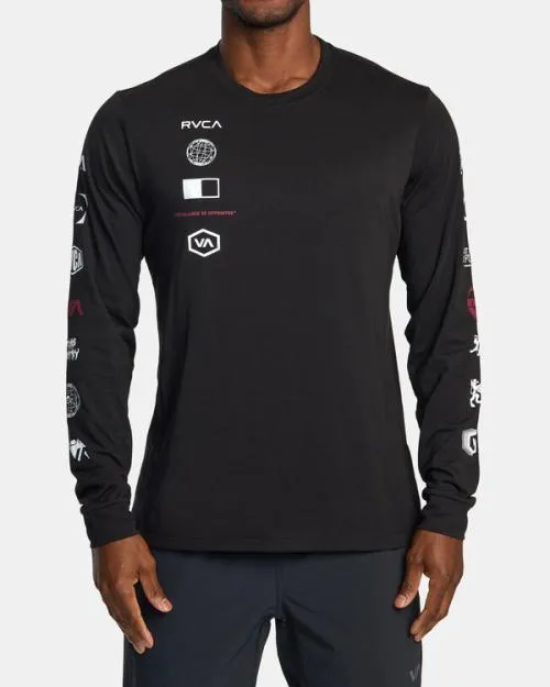 Rvca Arena Long Sleeve TShirt Black SportMen Tees and Tanks