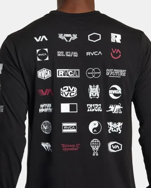 Rvca Arena Long Sleeve TShirt Black SportMen Tees and Tanks