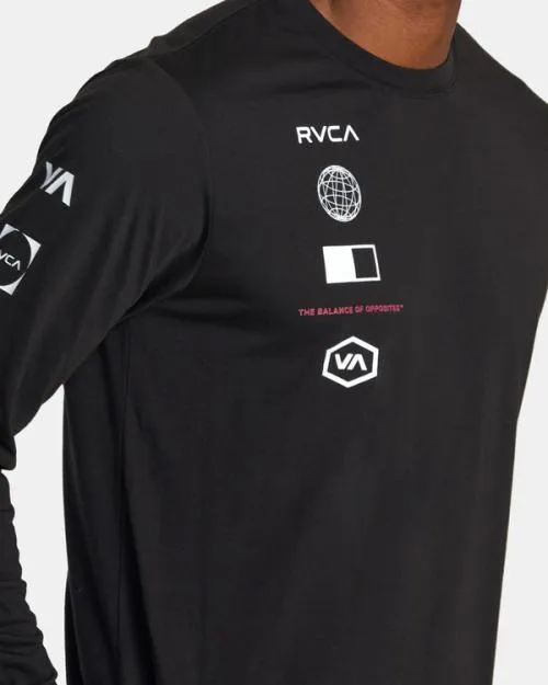 Rvca Arena Long Sleeve TShirt Black SportMen Tees and Tanks
