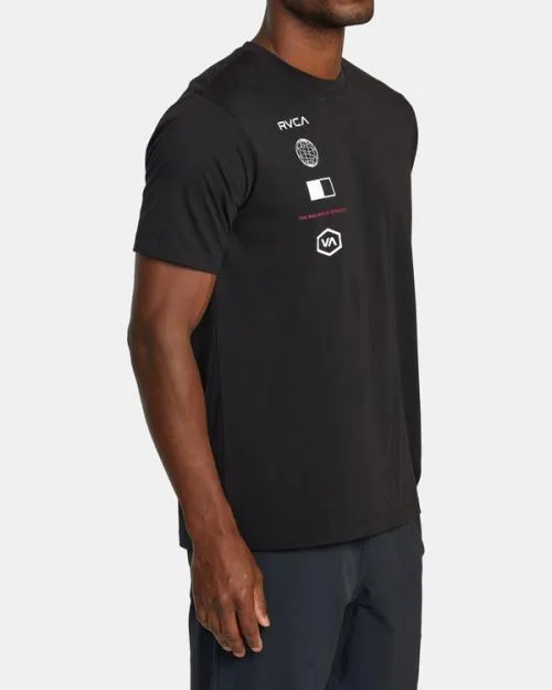 Rvca Arena TShirt Black SportMen Short Sleeves
