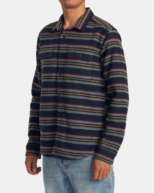 Rvca Blanket Long Sleeve Shirt Navy Men Shirts and Flannels