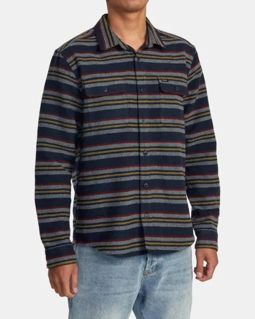 Rvca Blanket Long Sleeve Shirt Navy Men Shirts and Flannels