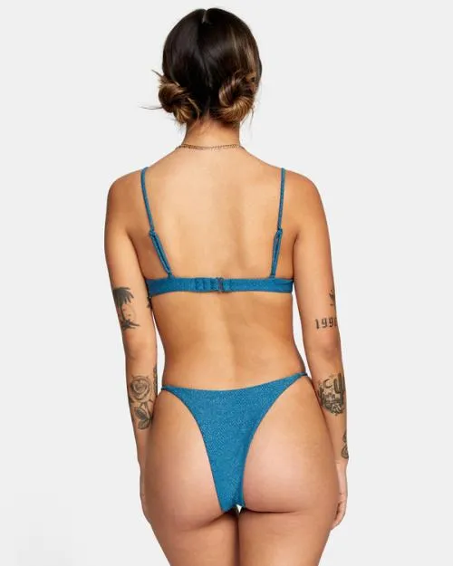 Rvca Brightside Skimpy French Bikini Bottoms Snorkel Blue Women Bikini Bottoms