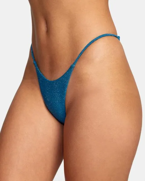 Rvca Brightside Skimpy French Bikini Bottoms Snorkel Blue Women Bikini Bottoms