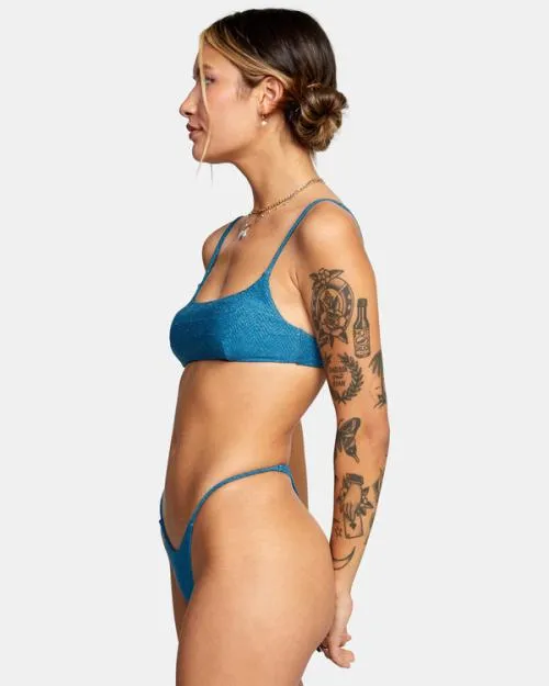 Rvca Brightside Skimpy French Bikini Bottoms Snorkel Blue Women Bikini Bottoms
