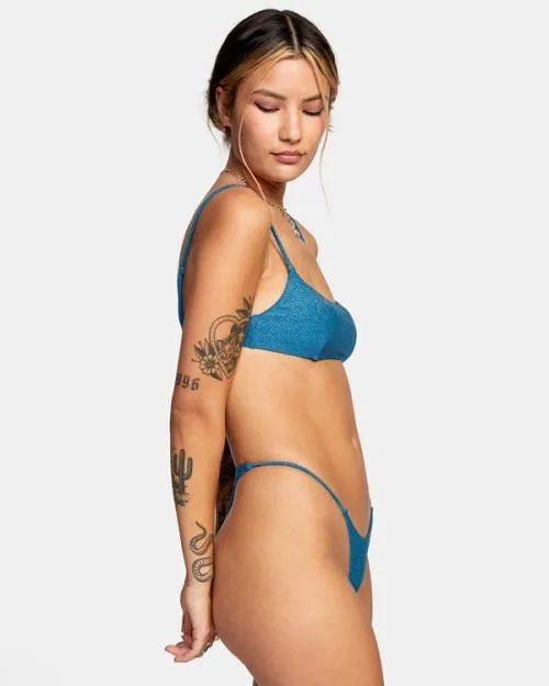 Rvca Brightside Skimpy French Bikini Bottoms Snorkel Blue Women Bikini Bottoms