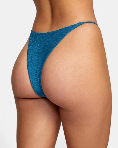 Rvca Brightside Skimpy French Bikini Bottoms Snorkel Blue Women Bikini Bottoms
