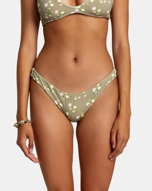 Rvca Decoupage Cheeky Bikini Bottoms Aloe Women Bikini Bottoms