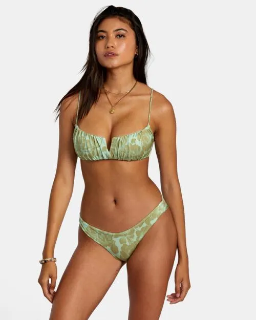 Rvca Fine Lines Shimmer Cheeky Bikini Bottoms Seafoam Women Bikini Bottoms