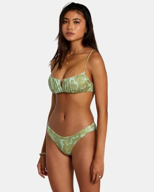 Rvca Fine Lines Shimmer Cheeky Bikini Bottoms Seafoam Women Bikini Bottoms
