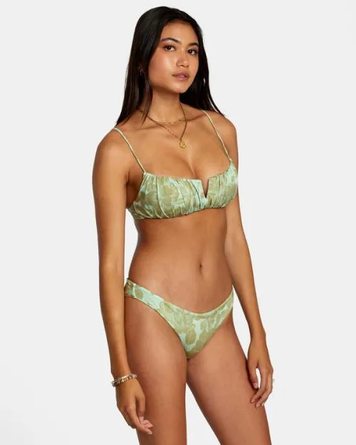 Rvca Fine Lines Shimmer Cheeky Bikini Bottoms Seafoam Women Bikini Bottoms