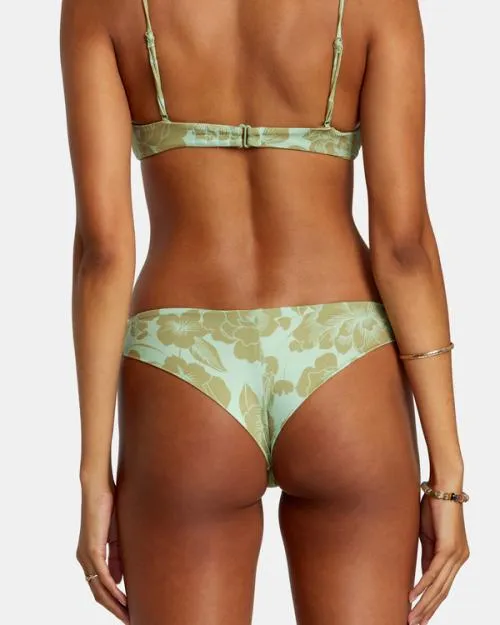 Rvca Fine Lines Shimmer Cheeky Bikini Bottoms Seafoam Women Bikini Bottoms