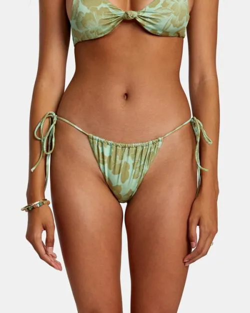 Rvca Fine Lines Shimmer Medium Bikini Bottoms Seafoam Women Bikini Bottoms
