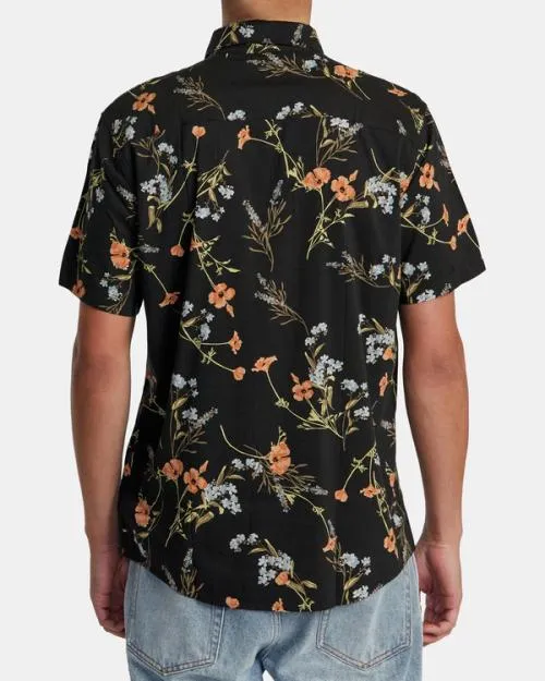 Rvca Further Floral Short Sleeve Shirt Midnight Men Shirts and Flannels