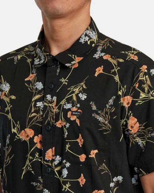Rvca Further Floral Short Sleeve Shirt Midnight Men Shirts and Flannels