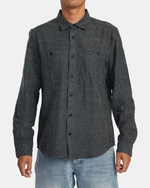 Rvca Harvest Neps Flannel Shirt Black Men Shirts and Flannels
