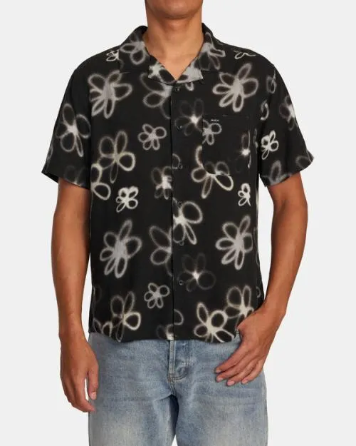 Rvca Hi Speed Floral Short Sleeve Shirt Black Men Shirts and Flannels