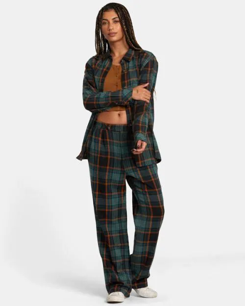 Rvca Mable Flannel Long Sleeve Shirt Rvca Black Women Tops