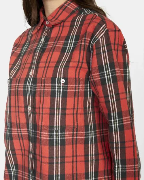 Rvca Notorious Long Sleeve Flannel Shirt Chrysanthemum Women Tops