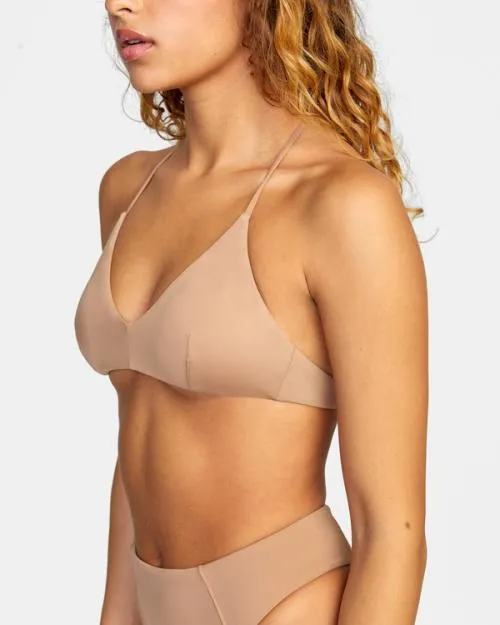 Rvca Solid Crossback Bikini Top Wood Women Bikini Tops