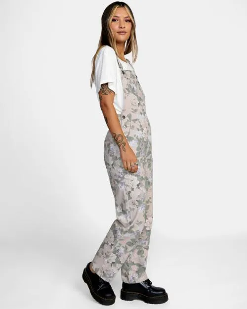 Rvca Succession Overalls Oatmeal Women Pants