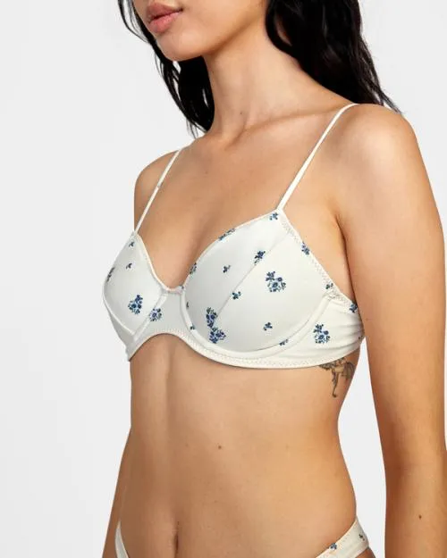 Rvca Sweetheart Konoka Bralette Bikini Top Yellow Women Bikini Tops