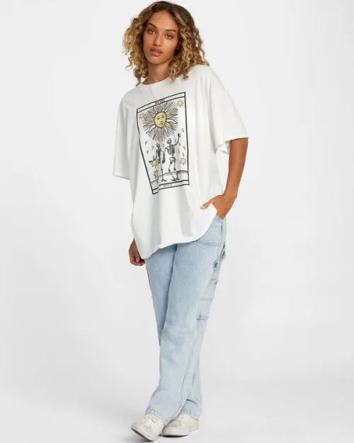 Rvca Tarot Tee Vintage White Women Tees and Tanks