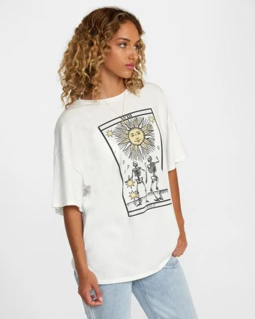 Rvca Tarot Tee Vintage White Women Tees and Tanks