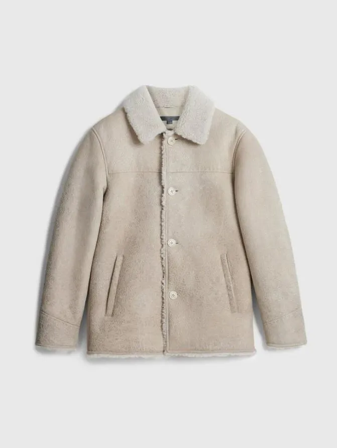 SAMMY SHEARLING Optic White Clothing John Varvatos Leather Jackets