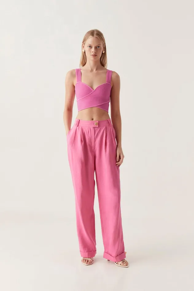 Sentiment Tailored Pant Brilliant Pink Women Aje Pants