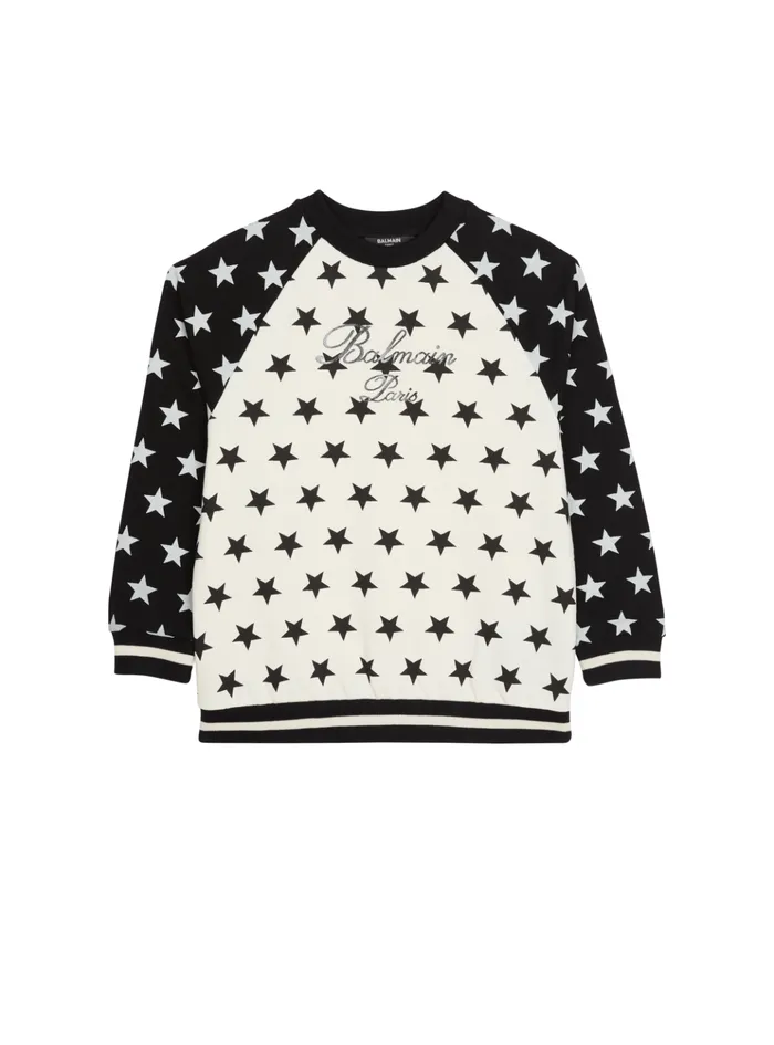 Signature Stars Sweater White Kids Balmain