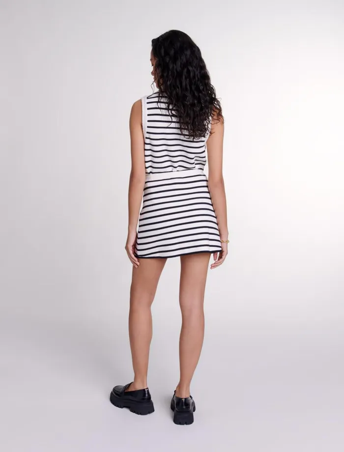 Skirts and Shorts Women Maje Short Striped Knit Skirt Navy Ecru