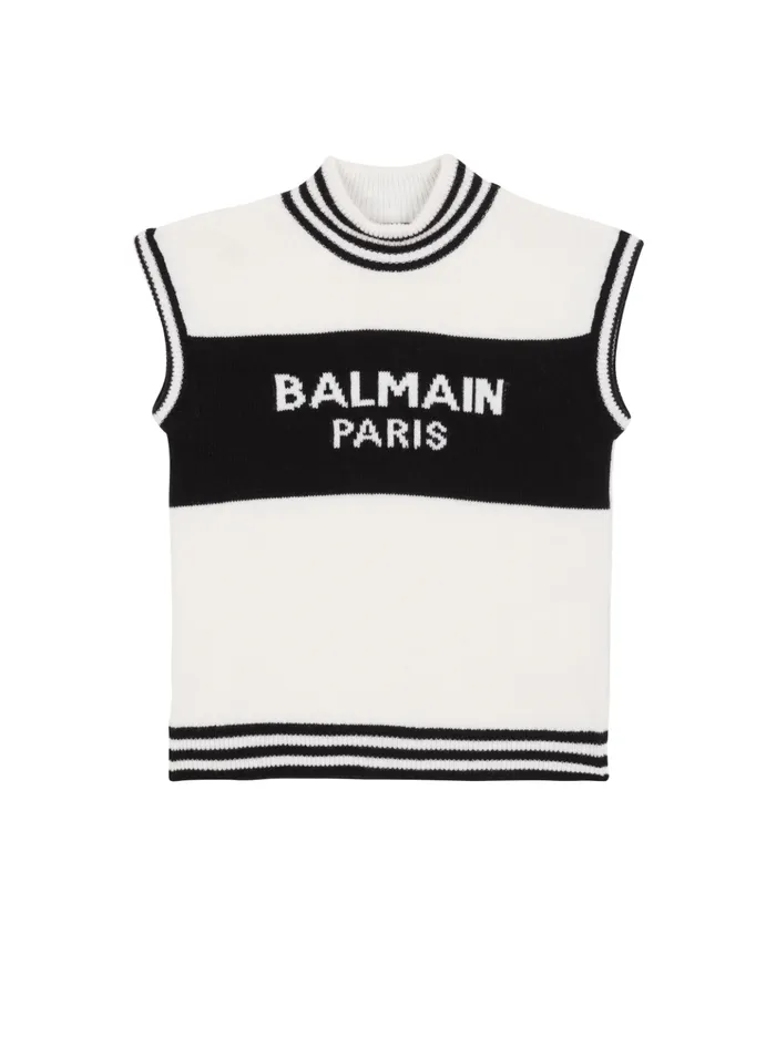 Sleeveless Knitted Paris Jumper Black Kids Balmain