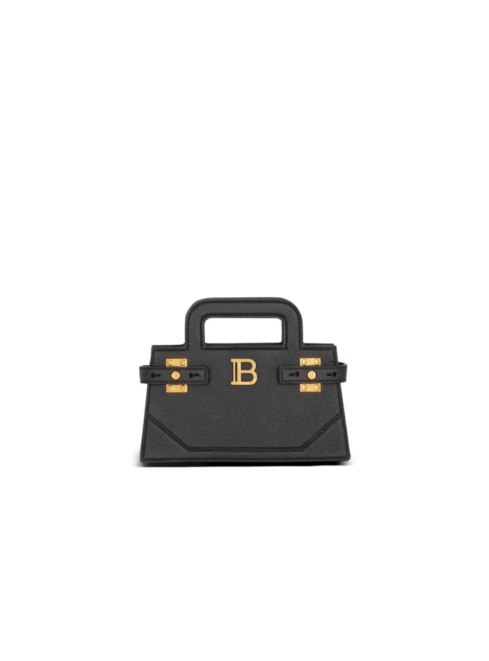 Small BBuzz Top Handle Bag In Grained Leather Black Women Balmain Handbags