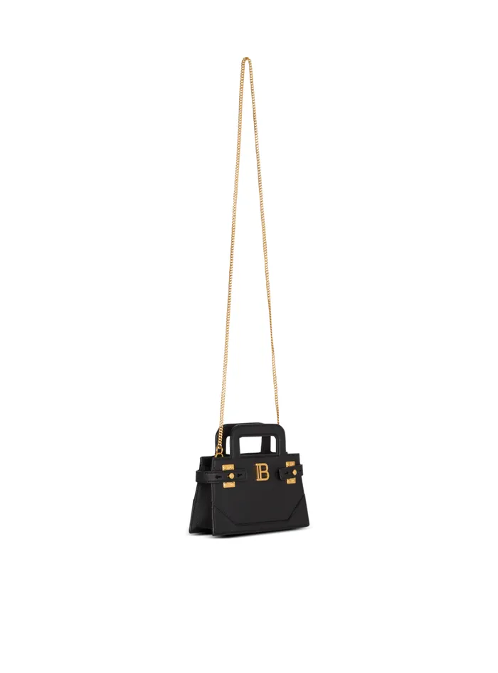 Small BBuzz Top Handle Bag In Grained Leather Black Women Balmain Handbags