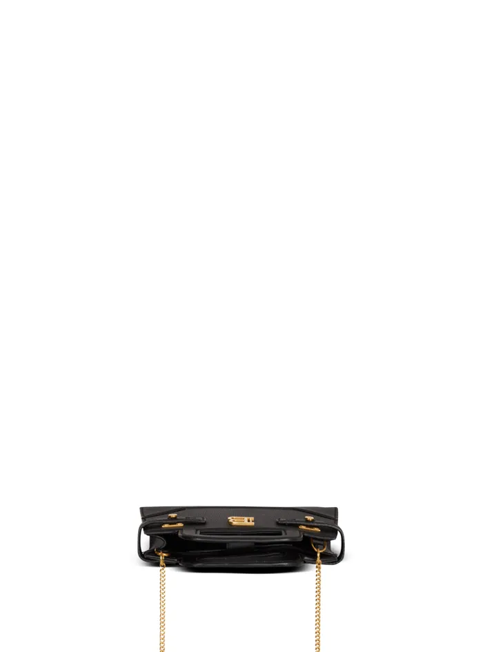 Small BBuzz Top Handle Bag In Grained Leather Black Women Balmain Handbags