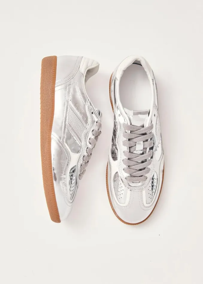 Sneakers WomenMen ALOHAS Tb490 Rife Shimmer Silver Cream Leather Sneakers