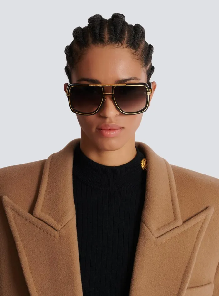 Soldier Sunglasses Gold WomenMen Balmain Eyewear