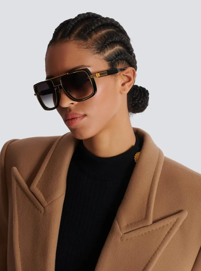 Soldier Sunglasses Gold WomenMen Balmain Eyewear