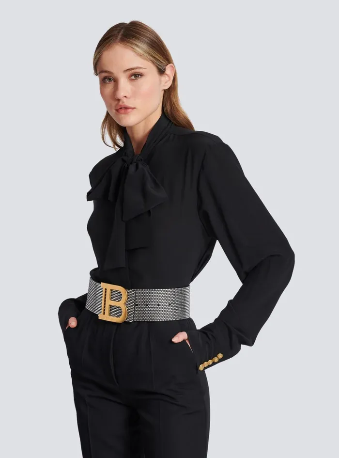 Suede And Crystal BBelt Silver Women Balmain Belts