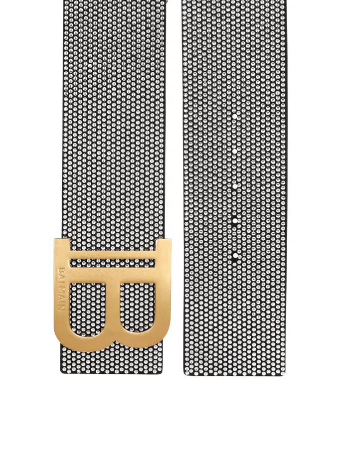 Suede And Crystal BBelt Silver Women Balmain Belts