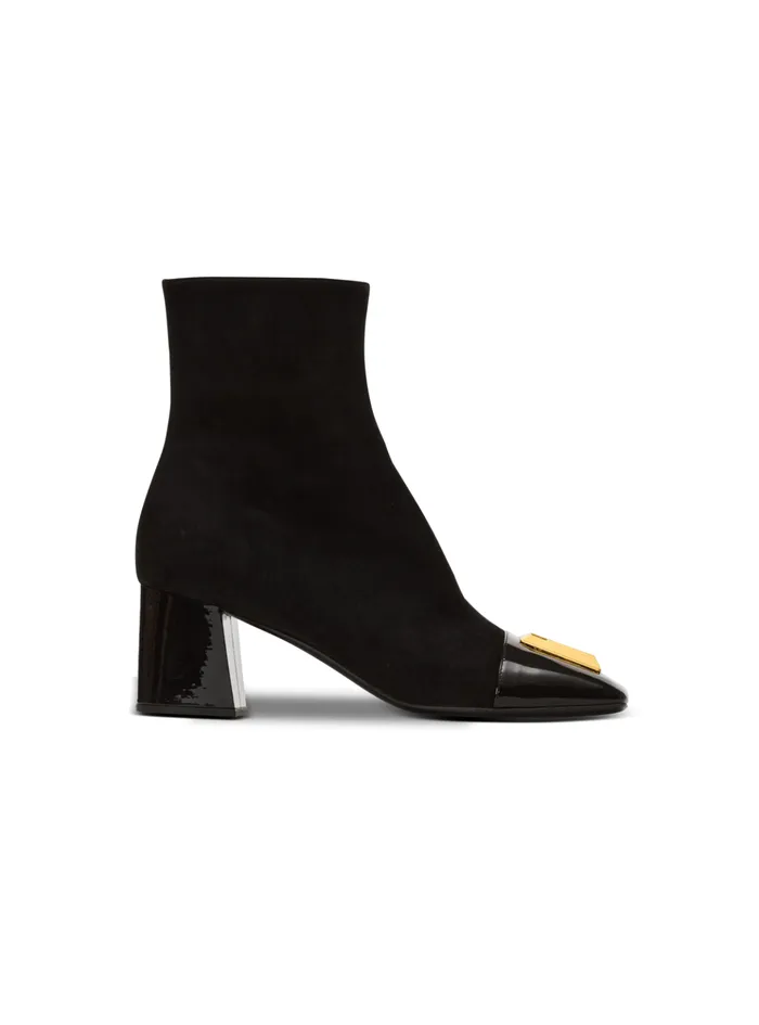 Suede Edna Ankle Boots With Patent Leather Toes Black Women Balmain Boots