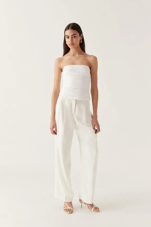 Sunbeam Ruched Bustier Ivory Women Aje Tops
