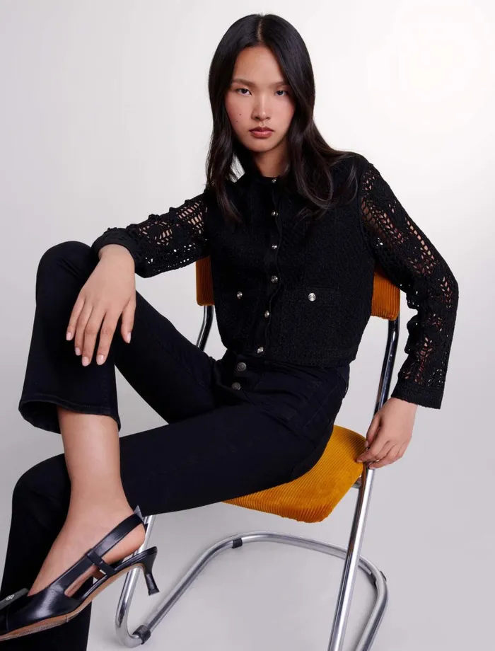 Sweaters and Cardigans Women Maje Crochet Cardigan Black