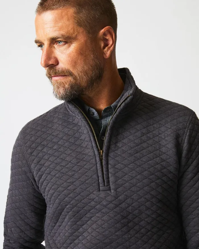 Sweaters and Sweatshirts Men Billy Reid Diamond Quilt Half Zip Black